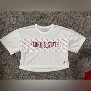 League Gray Mesh cropped shirt FSU Florida State University Womensy Size Small